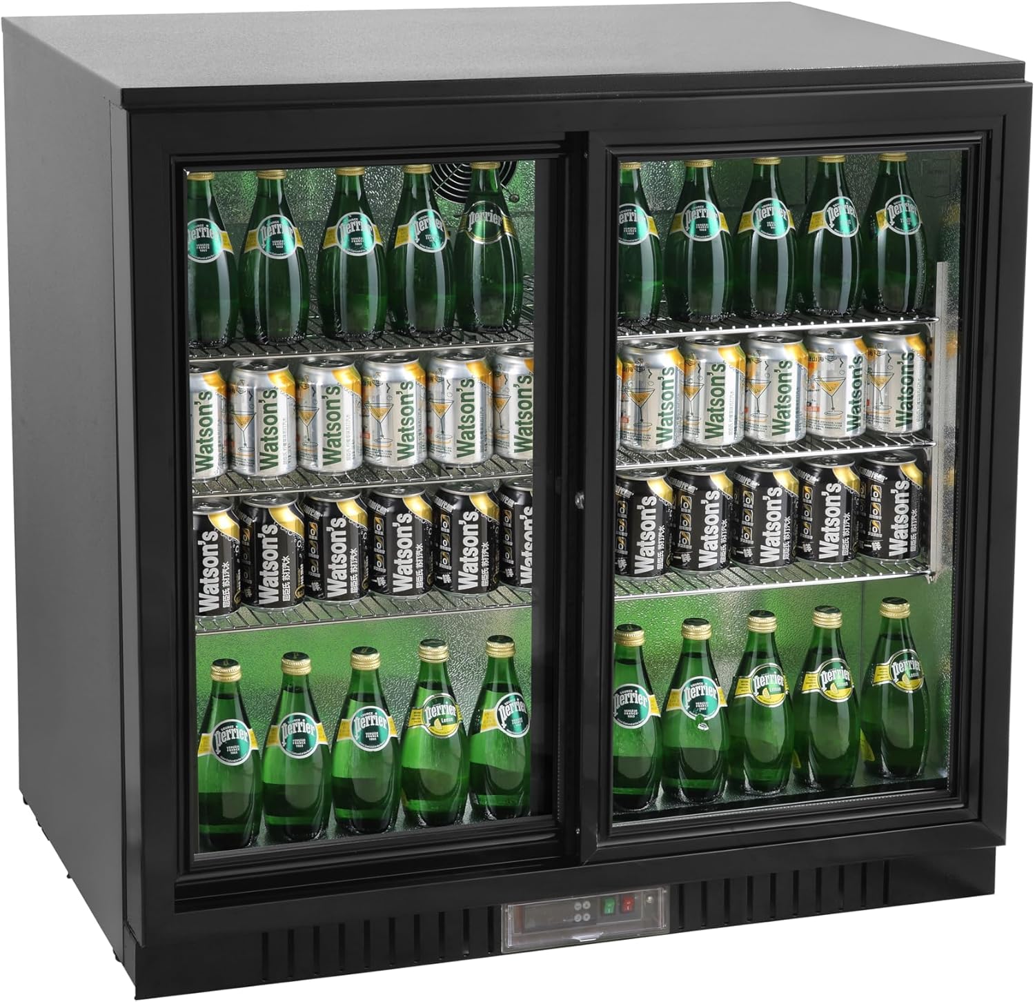 METRO Professional GBC3102 Bar Fridge Aluminium/Glass 198 L Air Cooling with Lock 2 Door Black