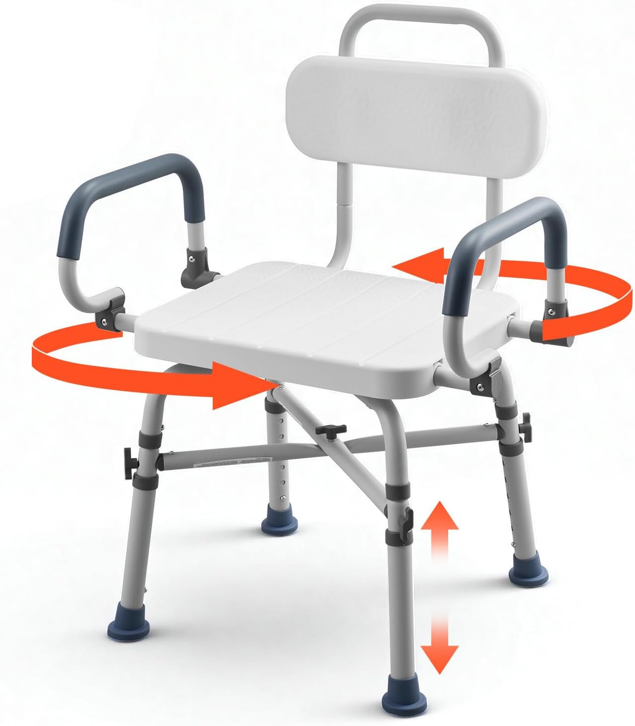 VEVOR Store VEVOR Swivel Shower Chair with Armrests & Backrest, Up to 500 lbs Load Capacity, Bathtub Swivel Seat for Shower Cubicle, Height Adjustable Bath Seat for Seniors and Disabled People