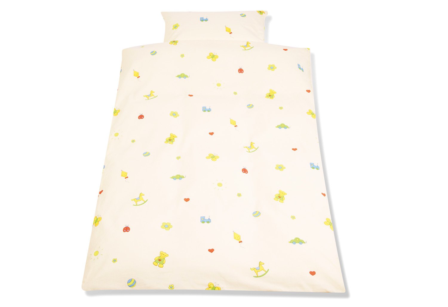 Pinolino 630345 6 – Duvet Cover and Pillowcase for cot, Pinos Play World Vanilla