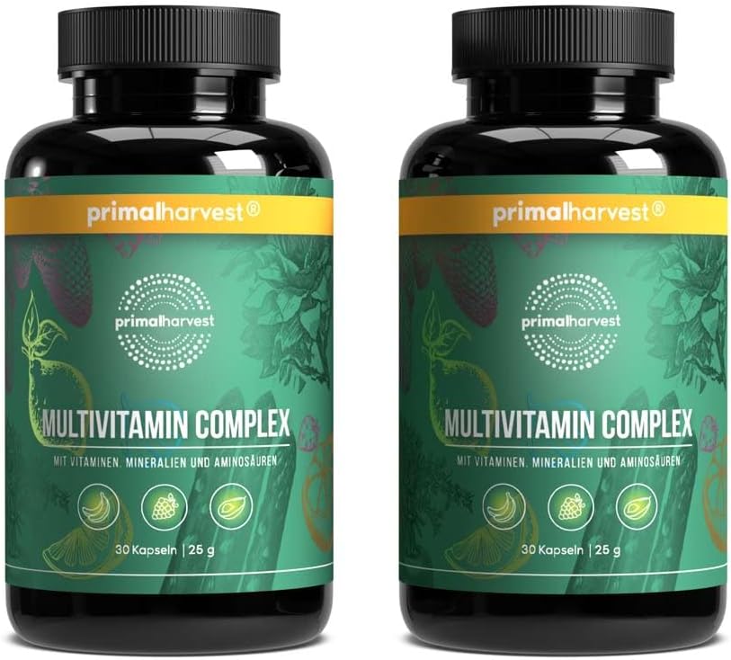 Primal Harvest Multivitamin Tablets (30 Servings) - High Dose - Multivitamin Capsules with Essential Vitamins - Vitamin A, C, D, K and Minerals such as Biotin, Zinc, Folic Acid (2 Pack (60 Count))