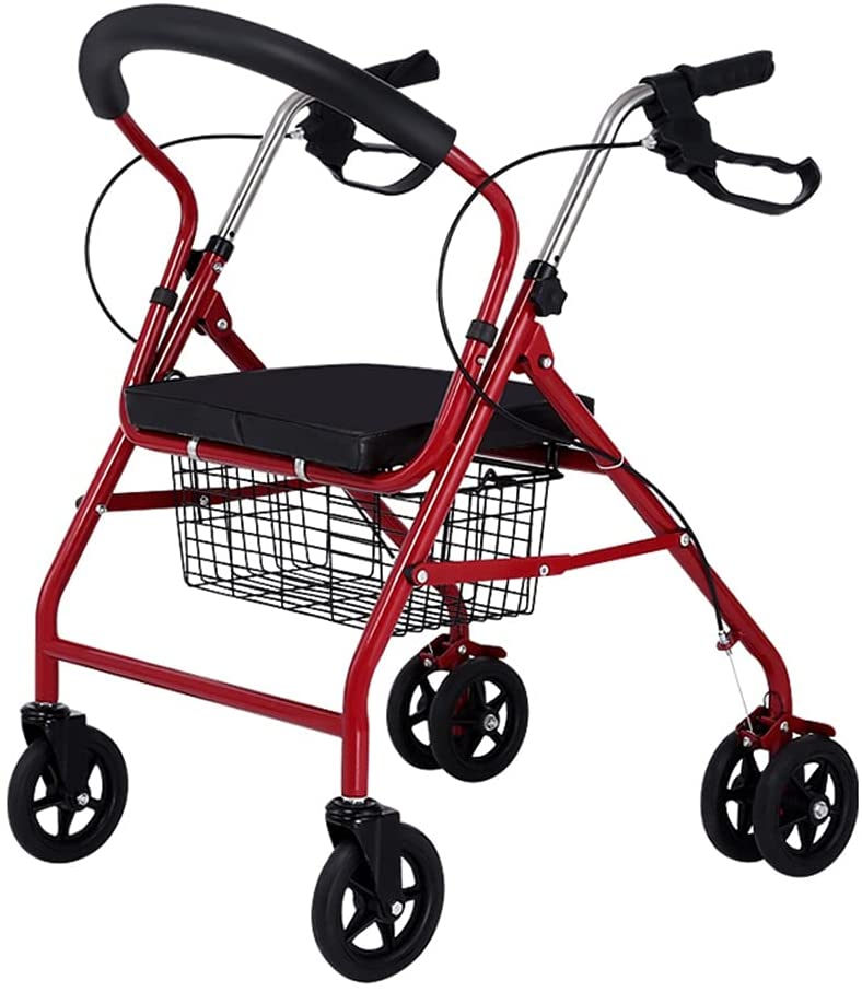 Rolling Walkers Foldable Rollator Walker, Lightweight Mobility Walking Aid on Wheels for Olders, Older Rollators with Seat (Size: 90 x 61 x 68 cm)