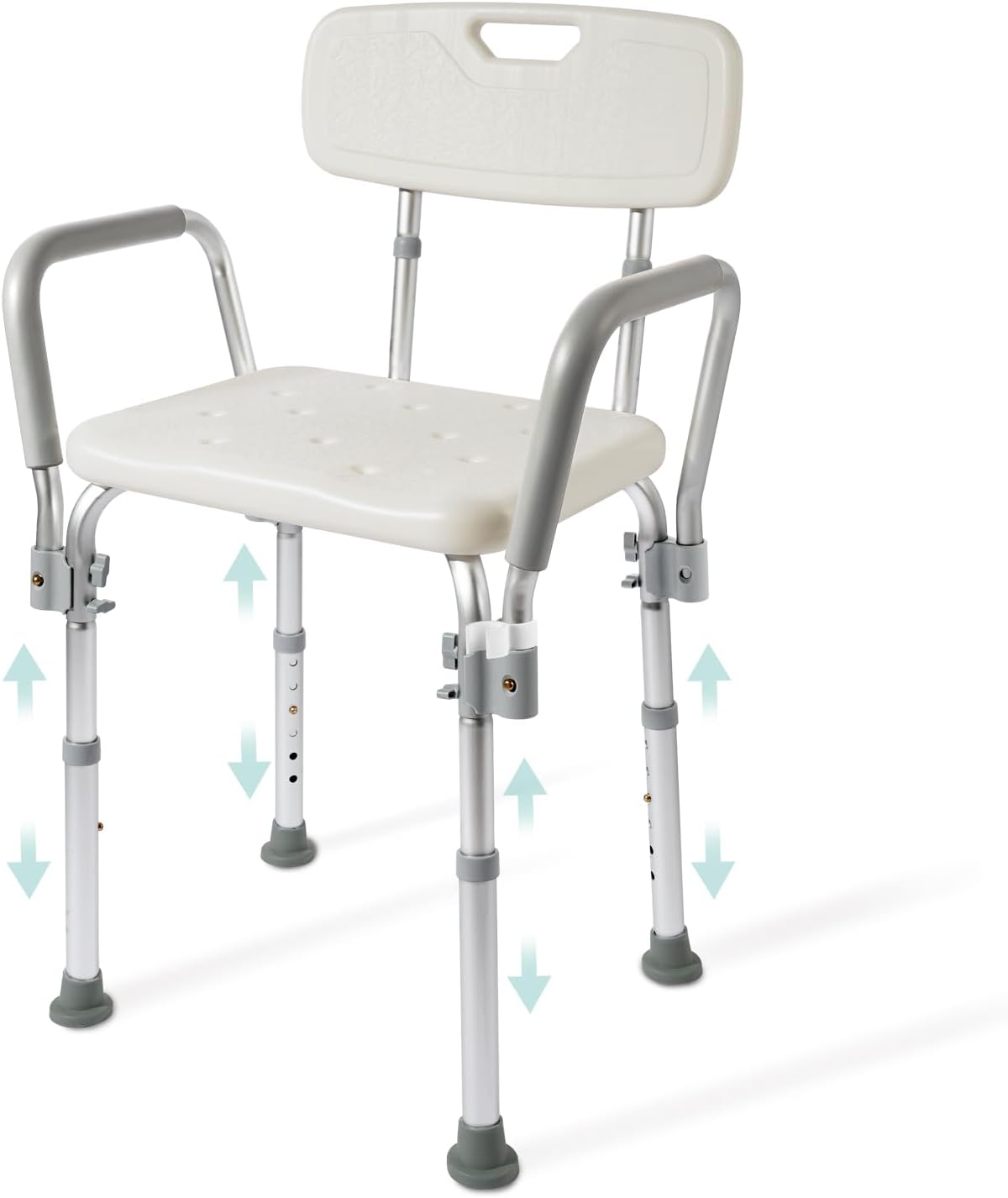 EMKE Store EMKE Shower Stool for Seniors Shower Chair with Armrest and Backrest, Non-Slip, Height-Adjustable Shower Seat, Bathroom Stool for Shower, Bath Stool, Load 135 kg