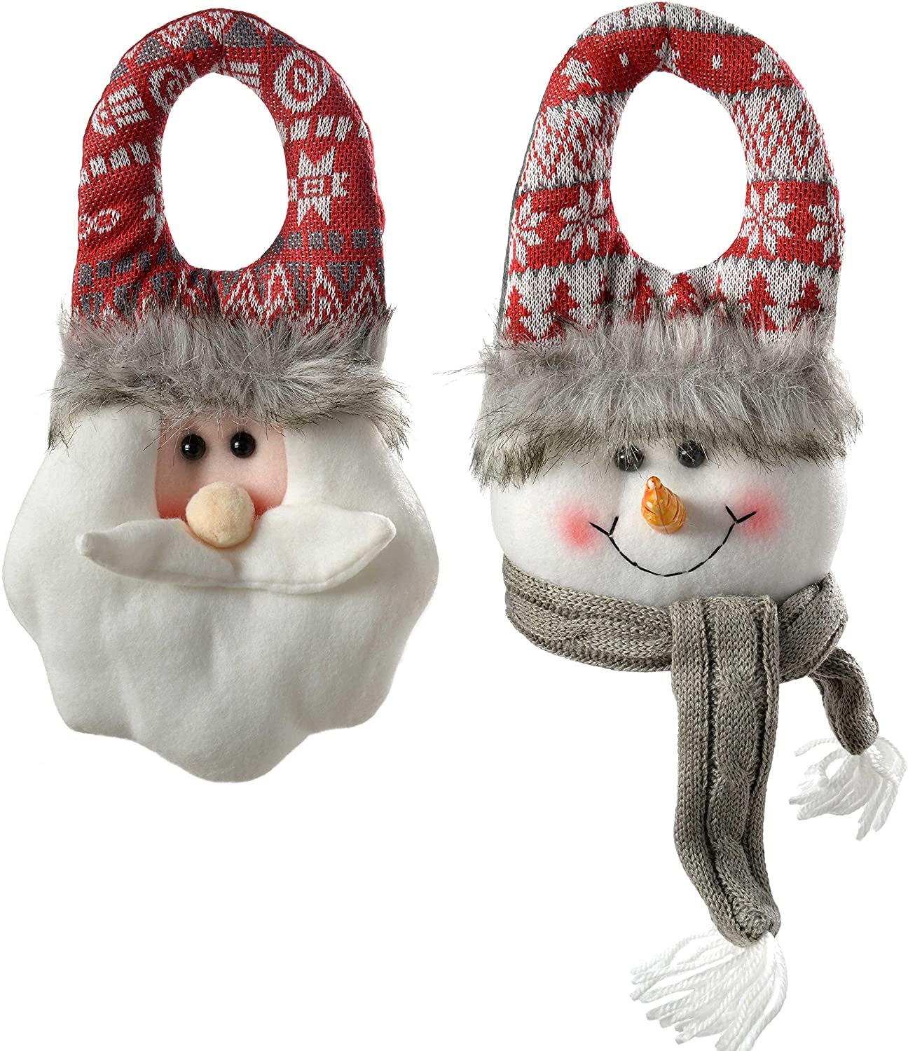 WeRChristmas 23 cm Santa Snowman Door Hanger, Pack of 2, Grey / Red