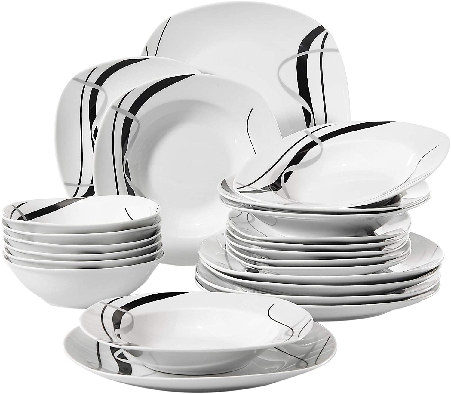 Veweet Fiona Porcelain Dinner Service Set, 18/36-Piece Crockery Set, 20/4