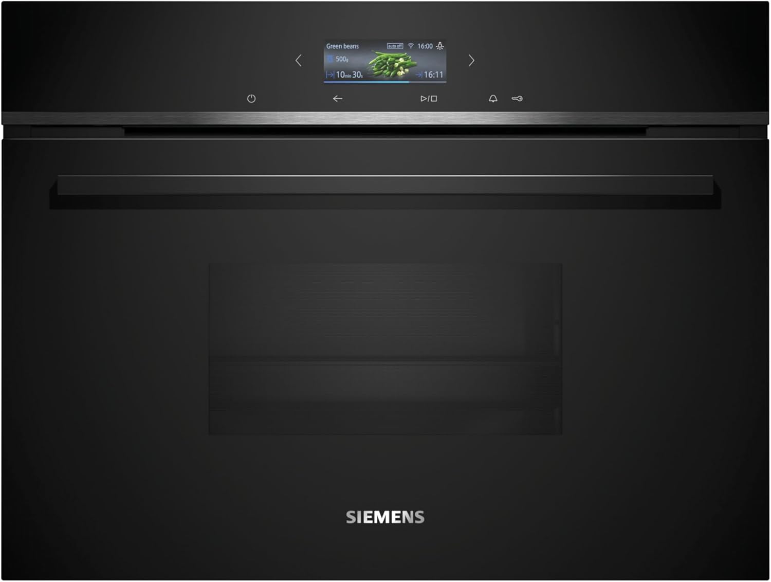 Siemens CD714GXB1 Smarter iQ700 Built-in Steamer, 60 x 45 cm, 1.3 L Water Tank, Regenerate with Steam, Colour Display, cookControl Automatic Programs for Best Results, Home Connect, Black