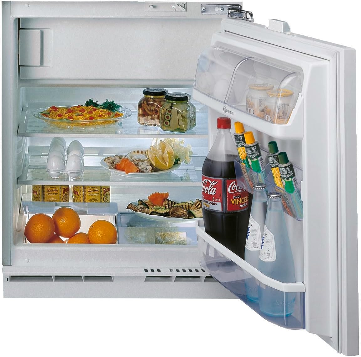 Bauknecht KSU 8GF2E Undermount Fridge with Freezer, Electronic Temperature Control, Optical Warning Signal Interference, LED Light, Super Cooling Function, Automatic Defrost in Fridge Compartment,