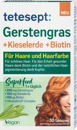 tetesept Gerstengrass + pebbles + biotin tablets, 30 hours