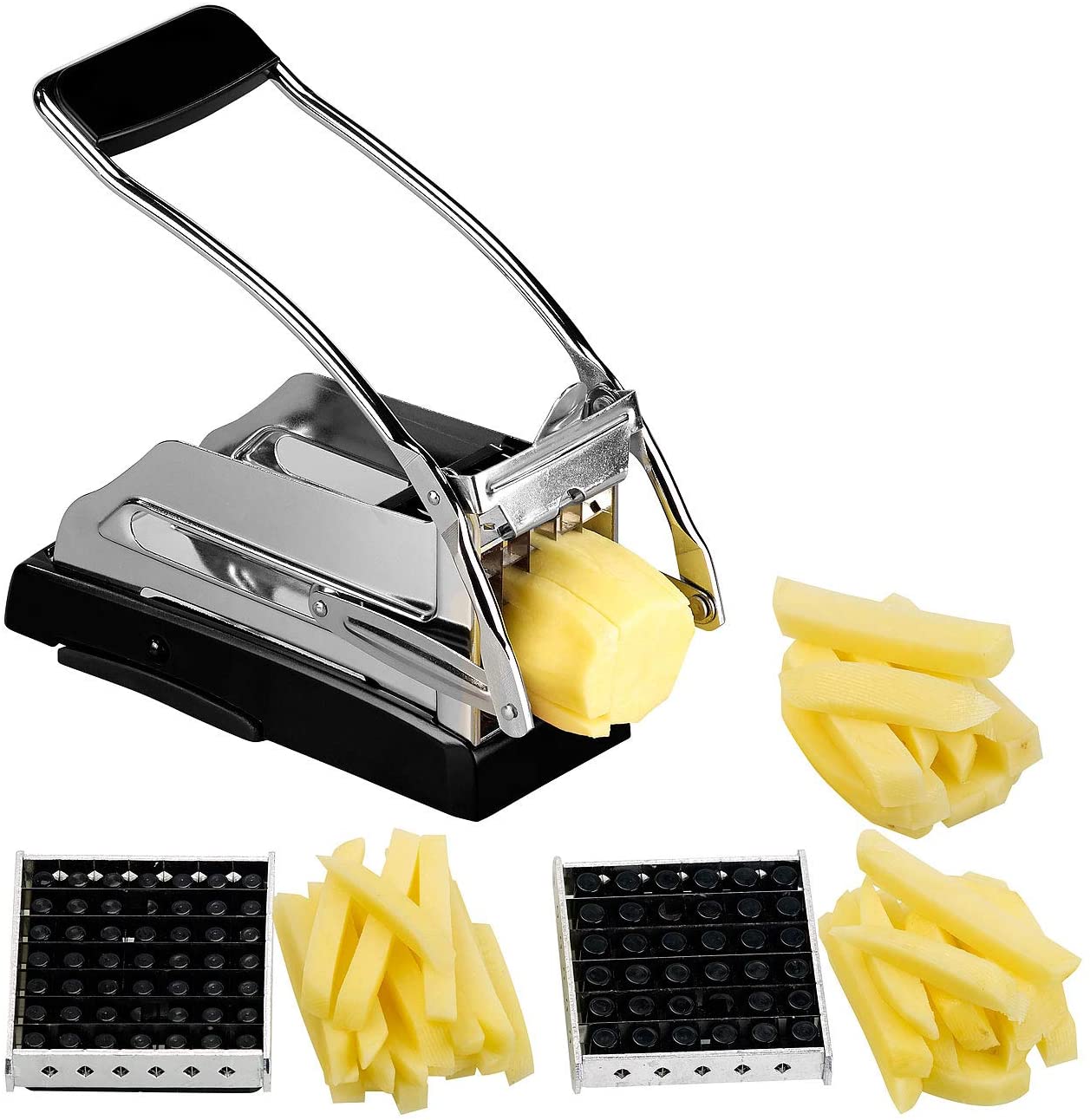 ROSENSTEIN & SOHNE Rosenstein & Söhne Chip Cutter: Professional Chip and Vegetable Cutter with 3 Cutting Grills and Suction Base (Professional Chip Cutter)