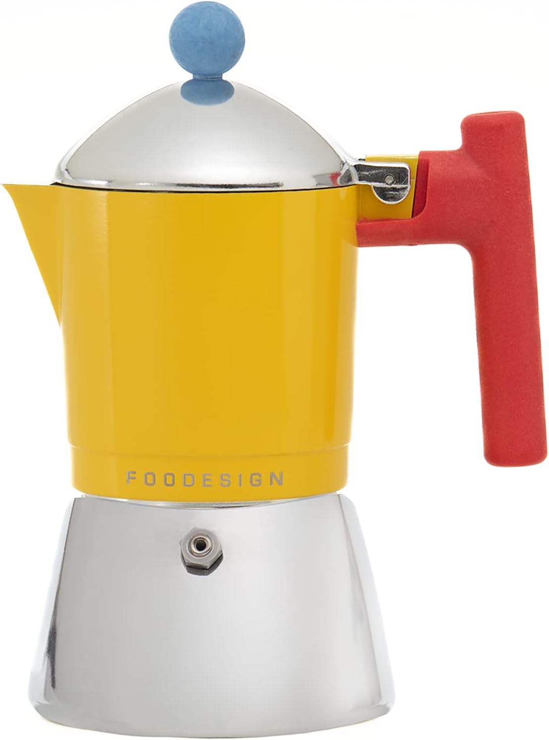 Foodesign Moka Cocca Coffee Machine, 3 Cups, Gas and Induction, Bi Material, Innovative Design, Comfort and Ecological Sustainability