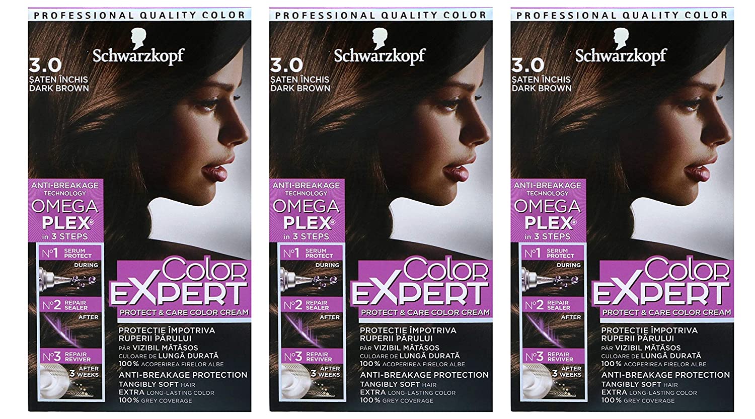 Schwarzkopf Colour Expert Intensive Care Colour Cream 3.0 Dark Brown Pack of 3, ‎dark
