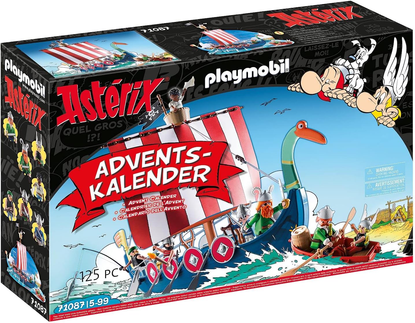 PLAYMOBIL Advent Calendar 71087 Asterix: Pirates with Floating Pirate Ship, Dinghy and Comic Figures, Toy for Children from 5 Years