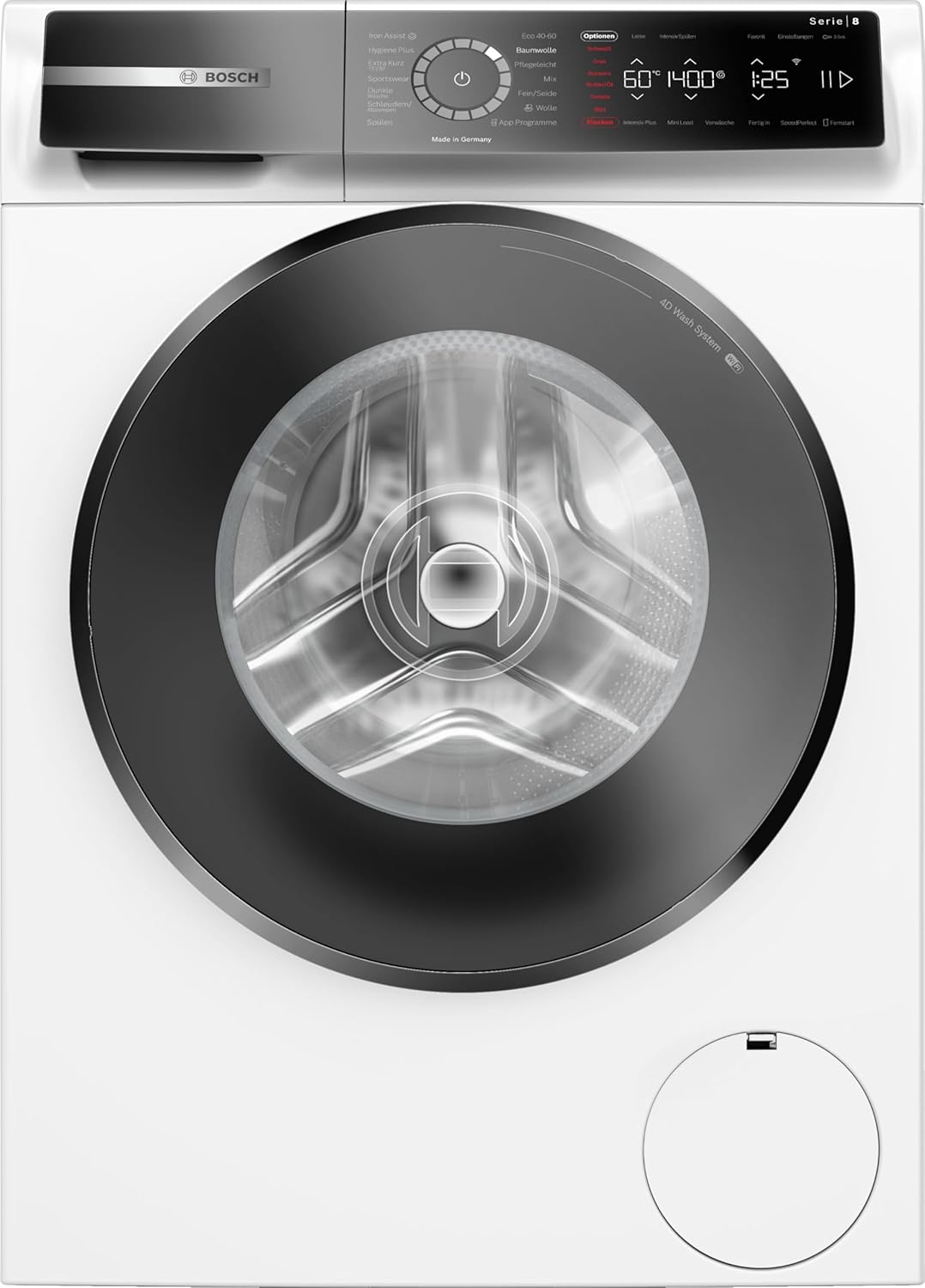 Bosch WGB244070 Series 8 Smart Washing Machine, 9 kg, 1400 rpm, Iron Assist: Steam for Decreasing, Mini Load, Easy Start, Remote Monitoring and Control, Made in Germany