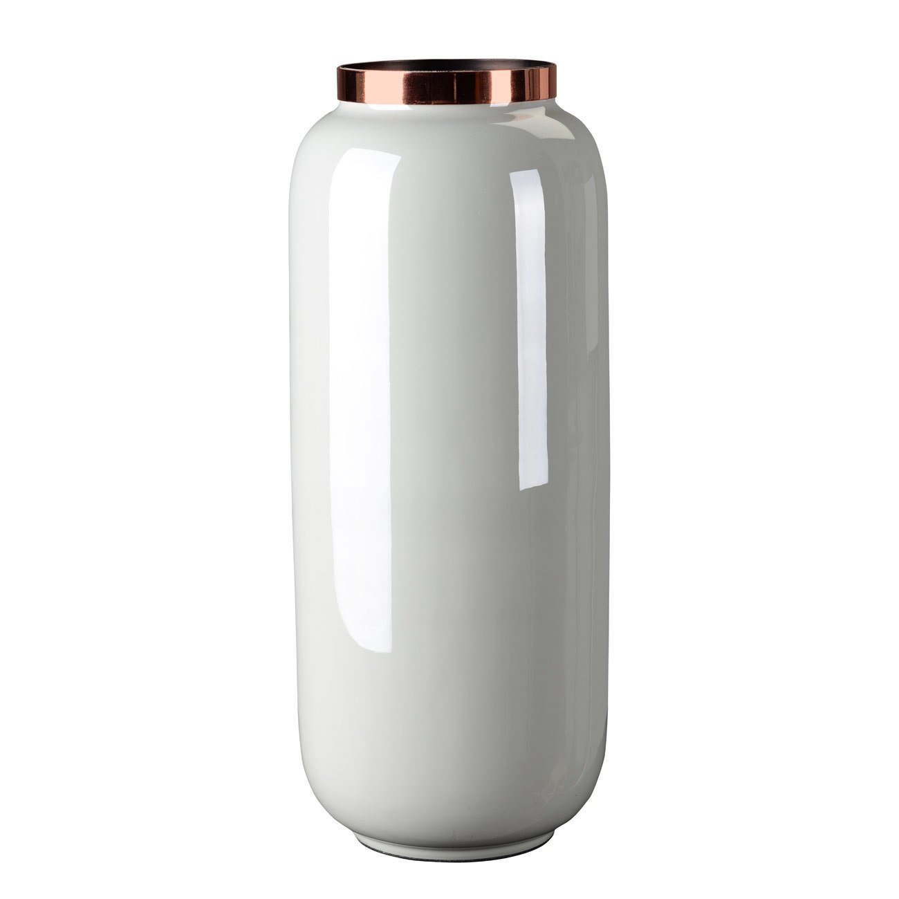 Gift Company – Saigon – Vase with Ring – Medium – Light Grey/Copper, 14X30X