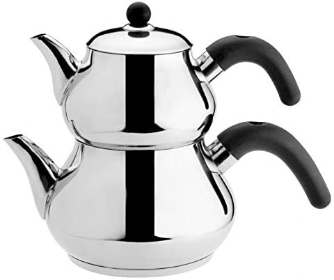 Schillerbach Turkish Caydanlik Teapot Tea Cooking Set 3 L Stainless Steel 18/10 Tea