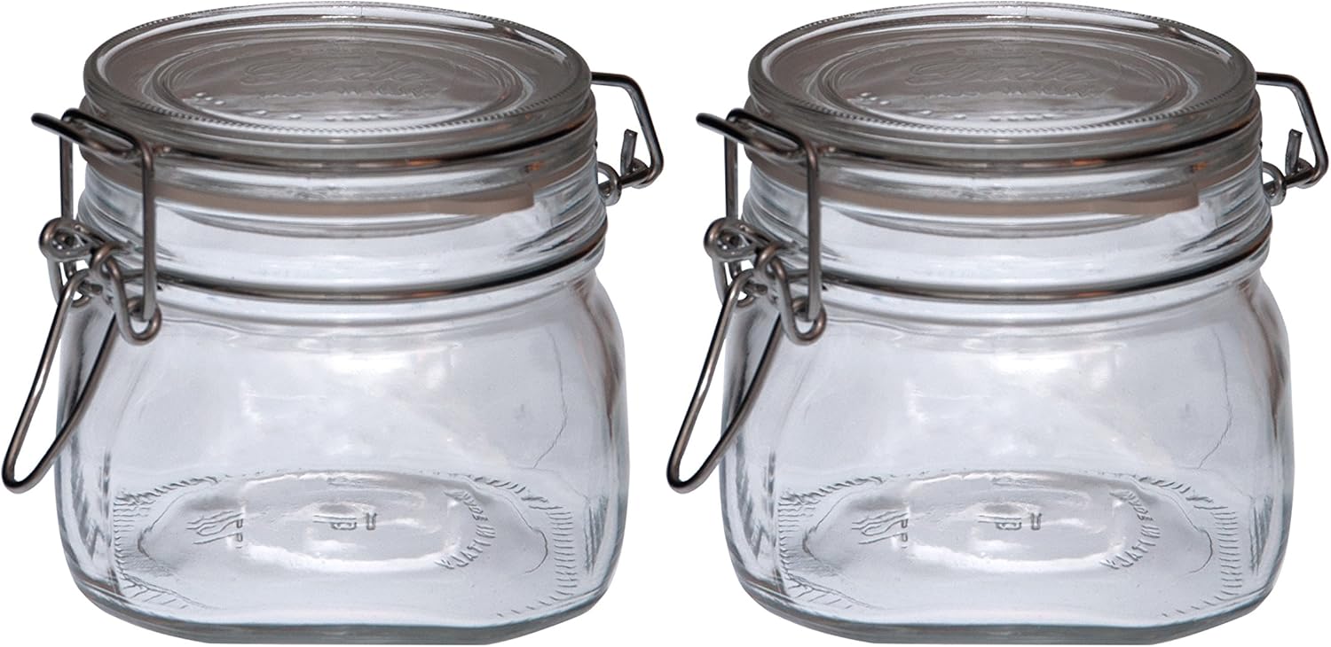 Set of 2 0.5 L Original Fido Bottling Jar with Clip Closure and Rubber Ring