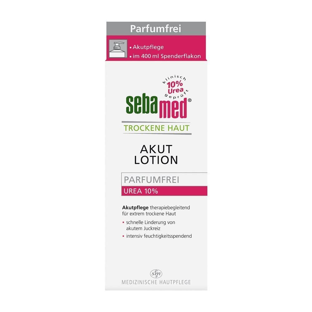 Sebamed 10% Urea Acute Lotion for Dry Skin - Perfume -Free Moisturising Lotion with Sweet Almond Oil for Men And Women - Noticably Relieves Itching and Helps Smooth Dry Skin 400 ml