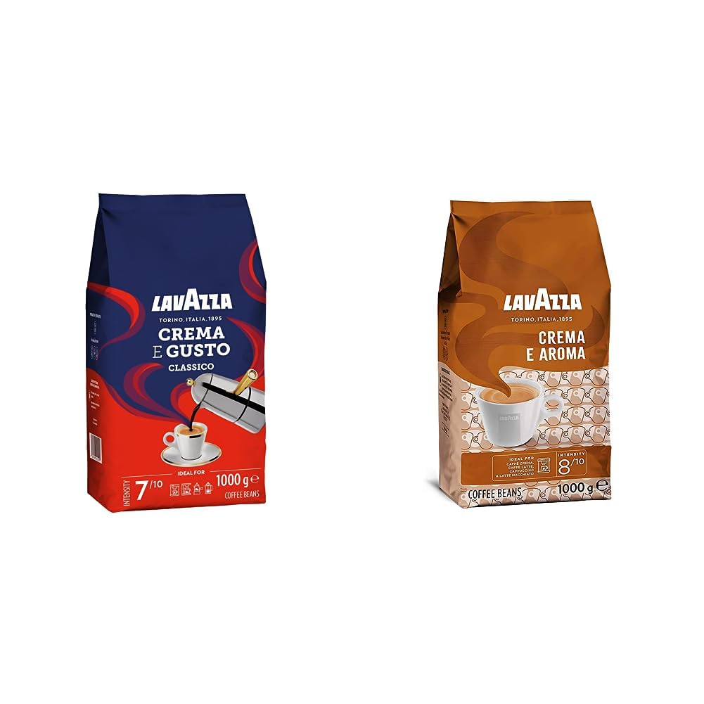 Lavazza, Crema e Gusto Classico, Roasted Coffee Beans, with Spicy Aromas & Crema e Aroma, Arabica and Robusta Coffee Beans
