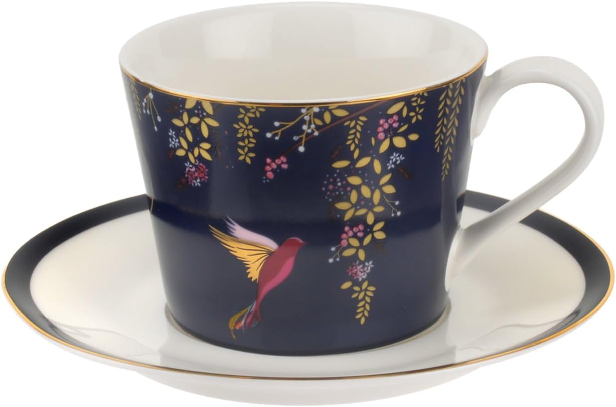 Sara Miller for Portmeirion Chelsea Cup and Saucer, Ceramic Navy, 230 x 185 x 95 cm