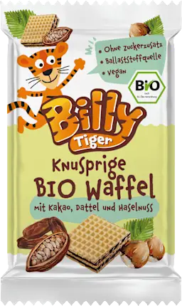 Billy Tiger Children's snack waffles with cocoa, dates & hazelnuts from 3 years, 30 g