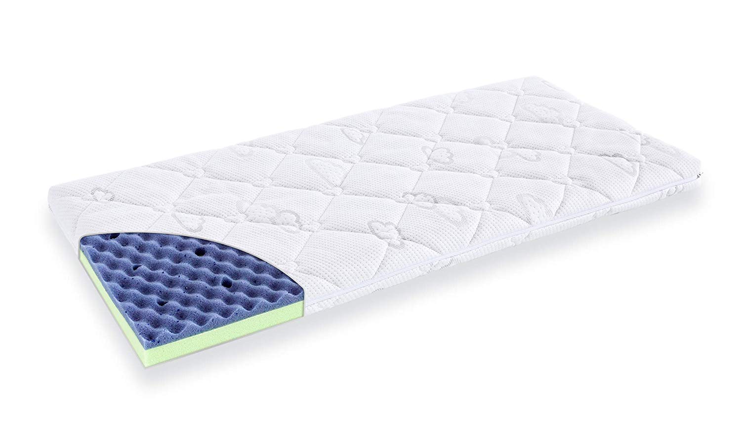 Traeumeland Träumeland Little Angel House Basket Mattress, 70 x 37 cm, Oval, Temperature Regulating Gel Foam Mattress