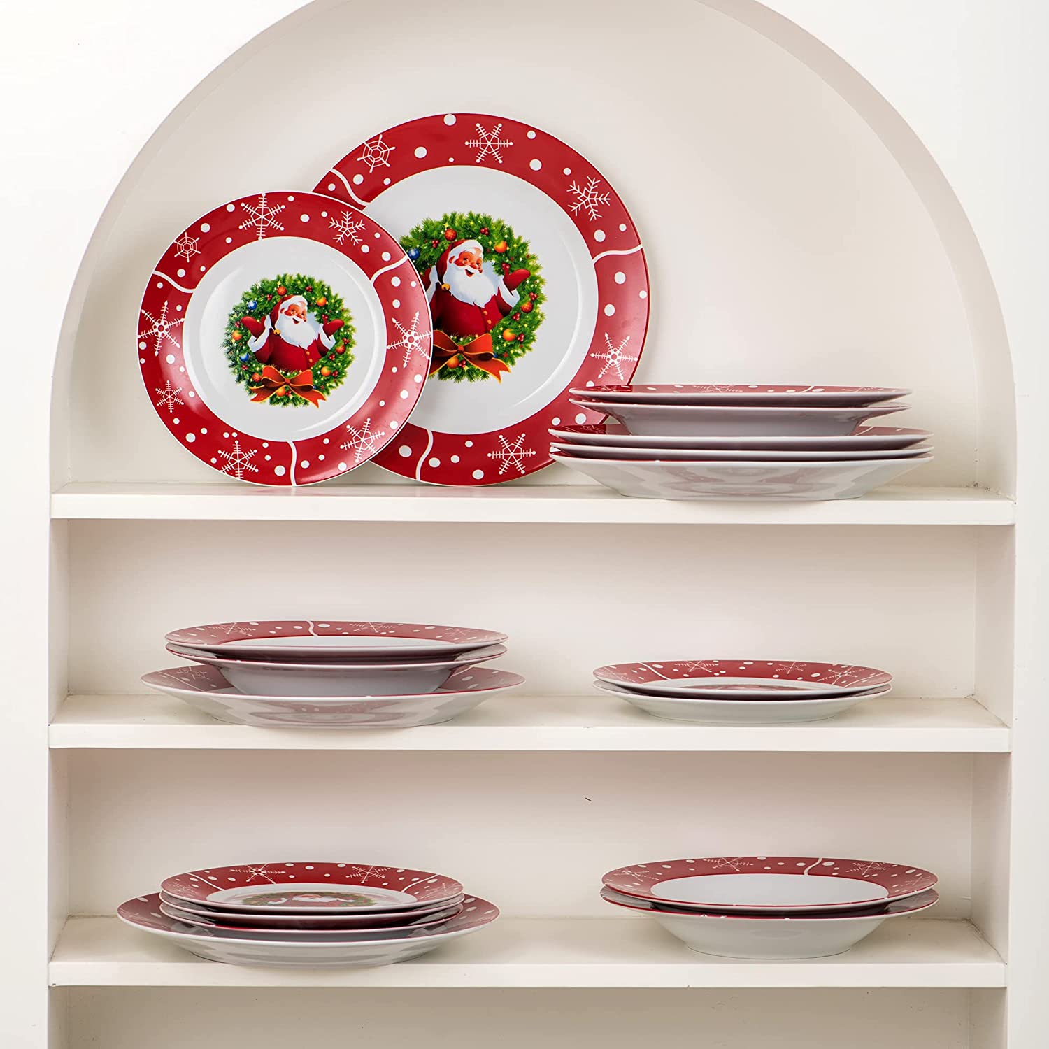 VEWEET, Dinner service set, porcelain crockery set, coffee service, dinner service for Christmas