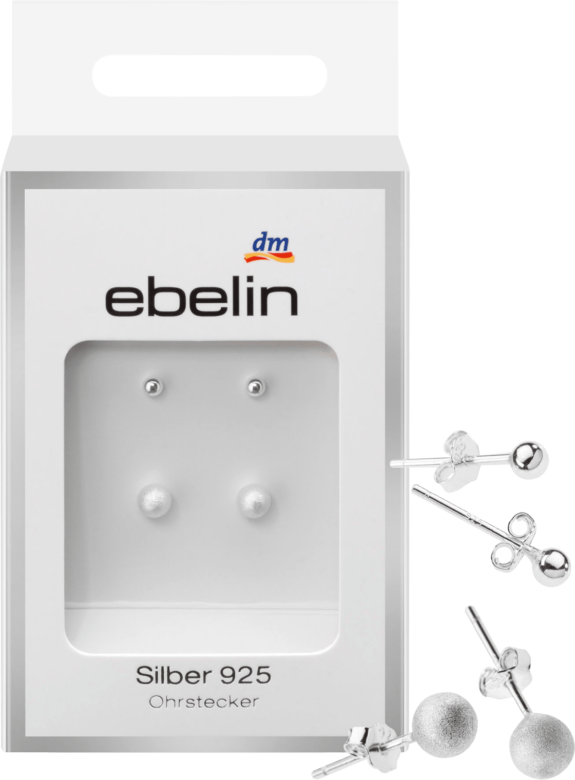 ebelin Stud Earrings 925 Silver, 4 Pcs