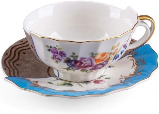 Seletti Hybrid Collection Tavola, Tea Cup with Saucer Made of Kerma Porcelain