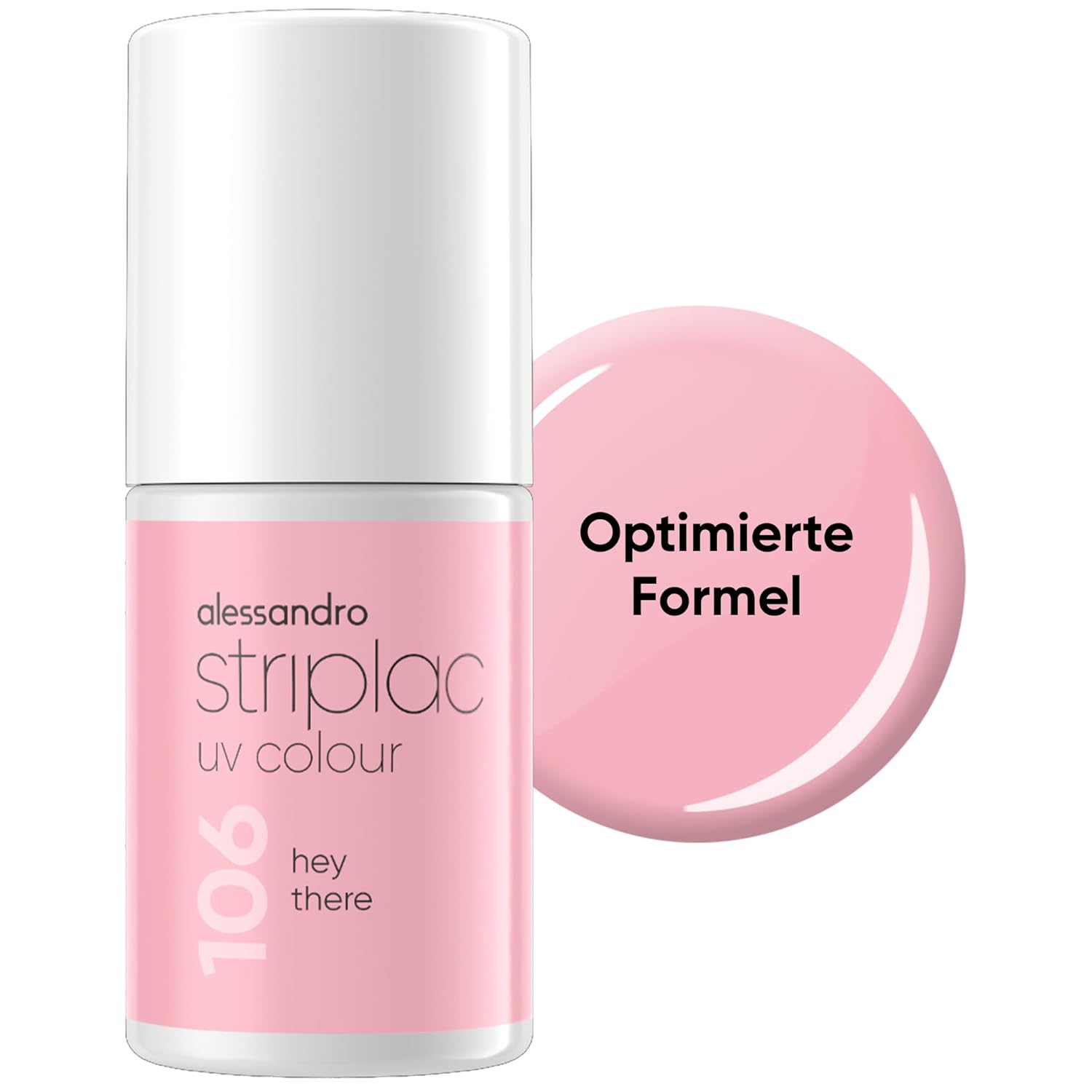 alessandro Striplac UV Nail Polish Hey There - Opaque & Scratch-Resistant up to 15 Days - Easy to Apply - Gentle Peel Technology - Vegan - Pink, 6.5 ml
