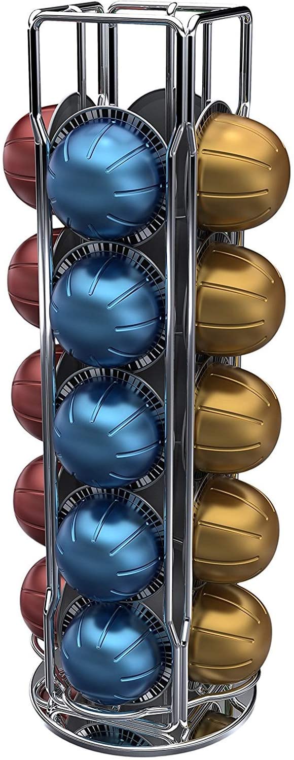 Capstores Tavola Swiss 50VERTUO Lungo Capsule Dispenser for 20 Capsules Silver