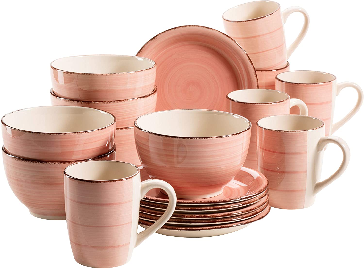 Maser MÄSER Bel Tempo II Breakfast Set for 6 People in Vintage Look, Hand-Painted Ceramic, 18-Piece Tableware Set