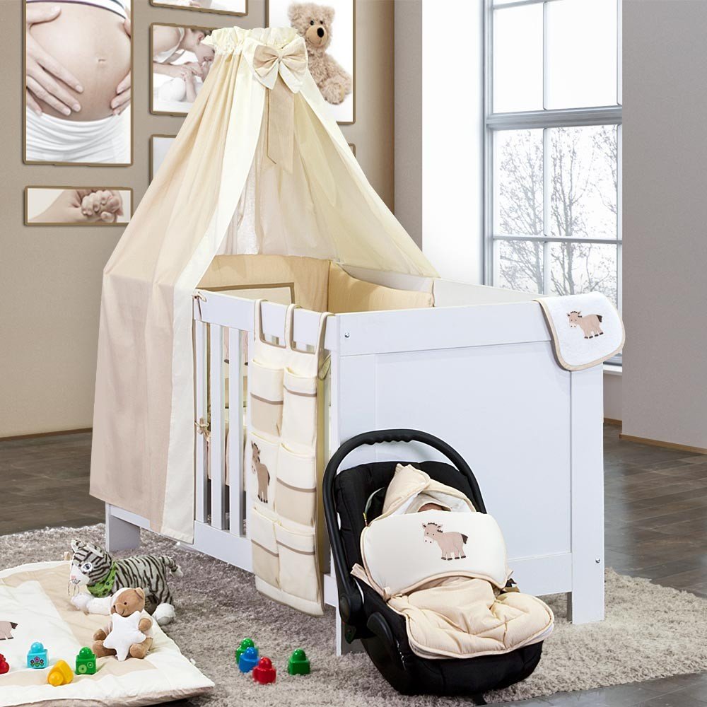 Mixibaby Bed Set 7 Pack Prestij Beige Includes Footmuff And Changing Mat