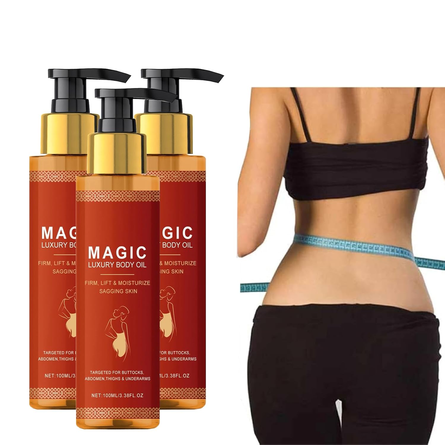 Generic Magic Luxury Body Oil 100 ml, Magic Body Strafting Oil, Moisture and Nutritious Cream, Reduces Fine Lines, Improves Elasticity, Quick Absorption, Gentle Formula for All Skin Types (3)