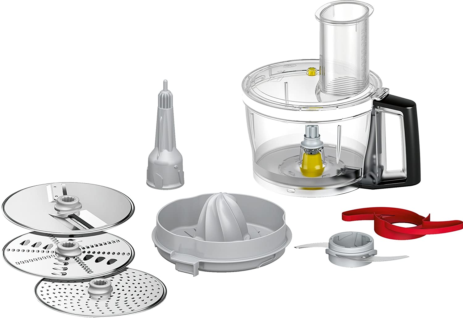 Bosch Hausgerate Bosch VeggieLove Plus MUZ9VLP1 Accessory Set, Multimixer, Three Discs (Cutting Disc, Rasp Disc, Medium Fine), Chopping Knife, Citrus Juicer, for OptiMUM Food Processor, Silver