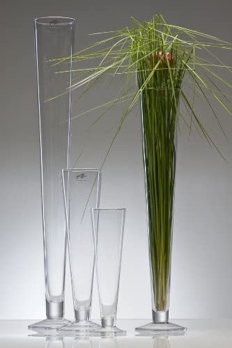 Footed Glass Vase Cielo Conical Vase Floor Vase 60 cm Diameter 11 cm, Sandra Rich