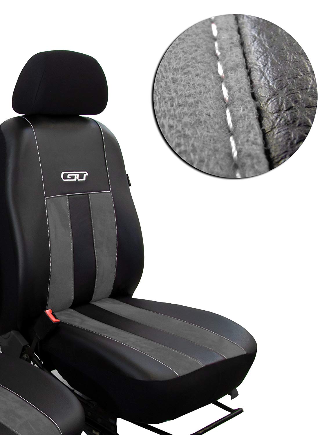 Pokter Front Seat Covers – Car Seat Covers – Made to Measure for Volkswagen Golf Design Alcantara with Ecoleder Set 1 + 1. Super Quality. Includes 7 in design GT