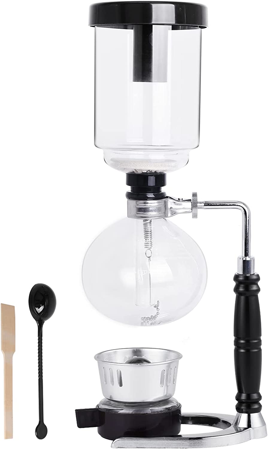 YUCHENGTECH Siphon Coffee Machine Syphon Coffee Maker 3 Cups Glassiphon Vacuum Coffee Machine Table Glass Siphon Pot Siphon Vacuum Coffee Machine with Alcohol Burner