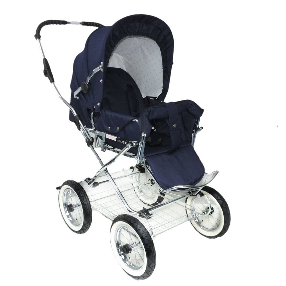 Eichhorn Buggy 419RFS-K043-AIR-0 Sports Pushchair with Leather Strap Frame and Sliding Height Adjustment, Pneumatic Wheel, Black