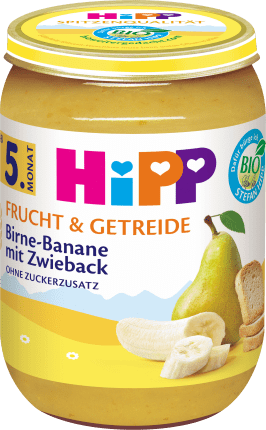 HiPP Fruit & Cereals Pear-banana with rusks from the 5th month, 190 g