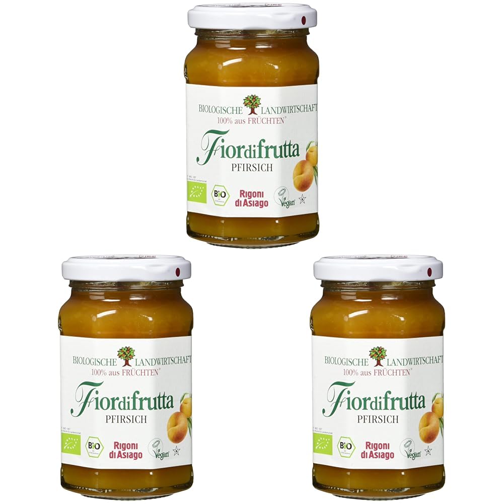 Rigoni di Asiago Fiordifrutta - Fruit Spread - Peach Organic, 250 g (Pack of 3)