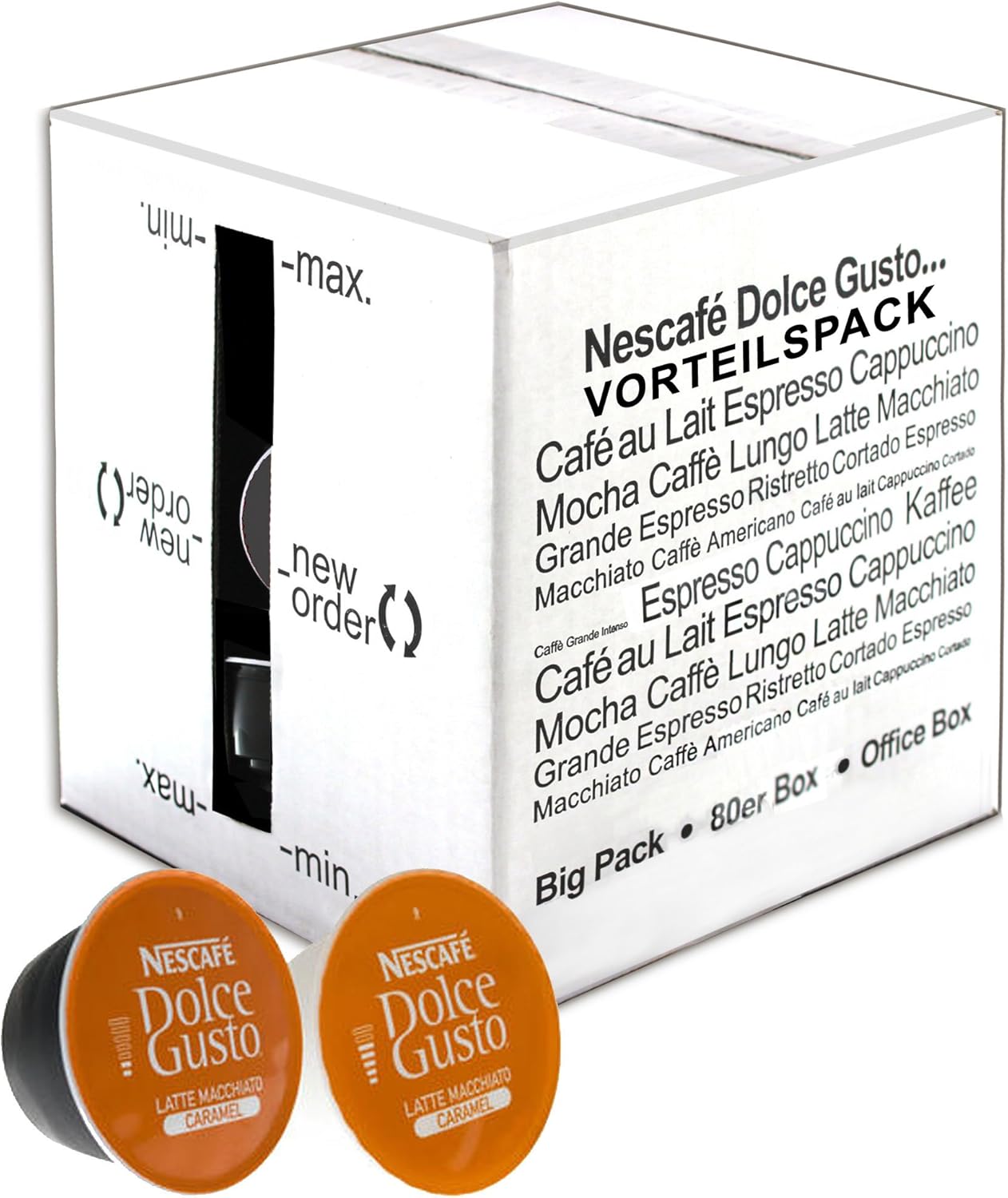 80 x Nescafé Dolce Gusto Caramel Latte Macchiato, Caramel, Coffee Capsules, Large Package, 80 Capsules (40 Servings)