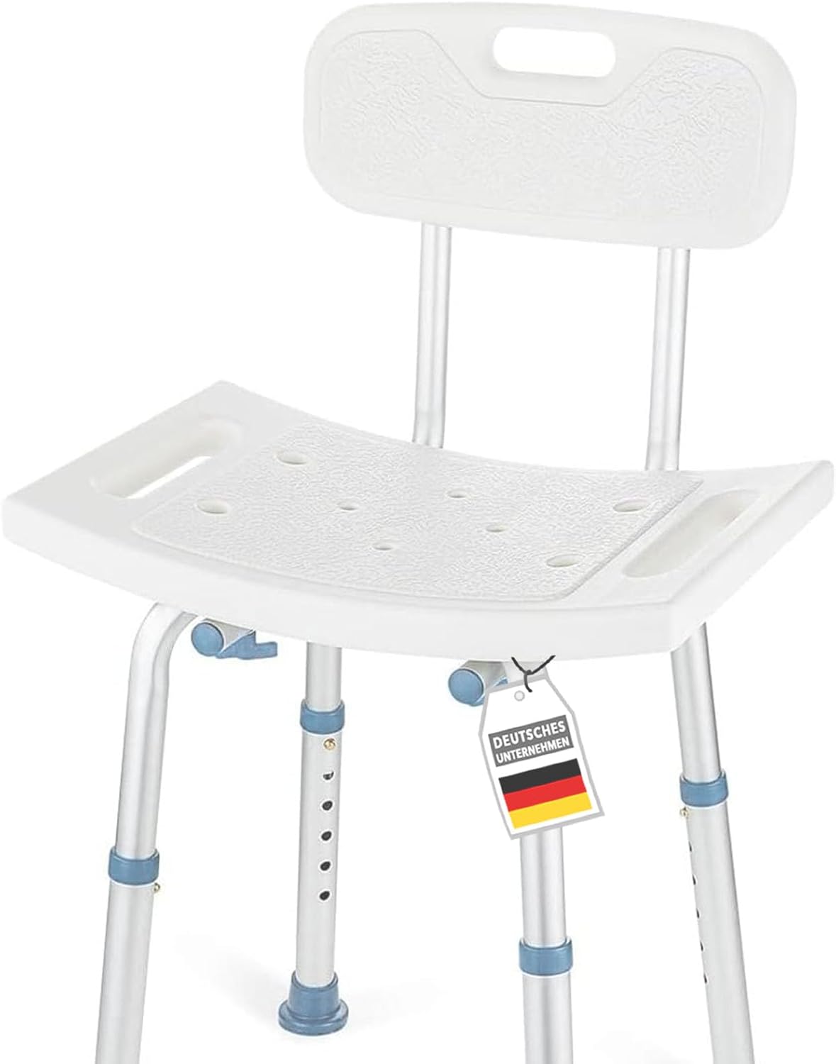 Floordirekt Store Floordirekt Jonah Shower Stool Height-Adjustable Bathroom Stool with Backrest up to 150 kg