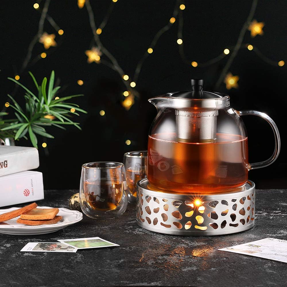ecooe Glass Teapot with Removable Stainless Steel Filter, 1000ml
