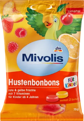 Mivolis Bandbon, red and yellow fruits for children, sugar -free, 75 g