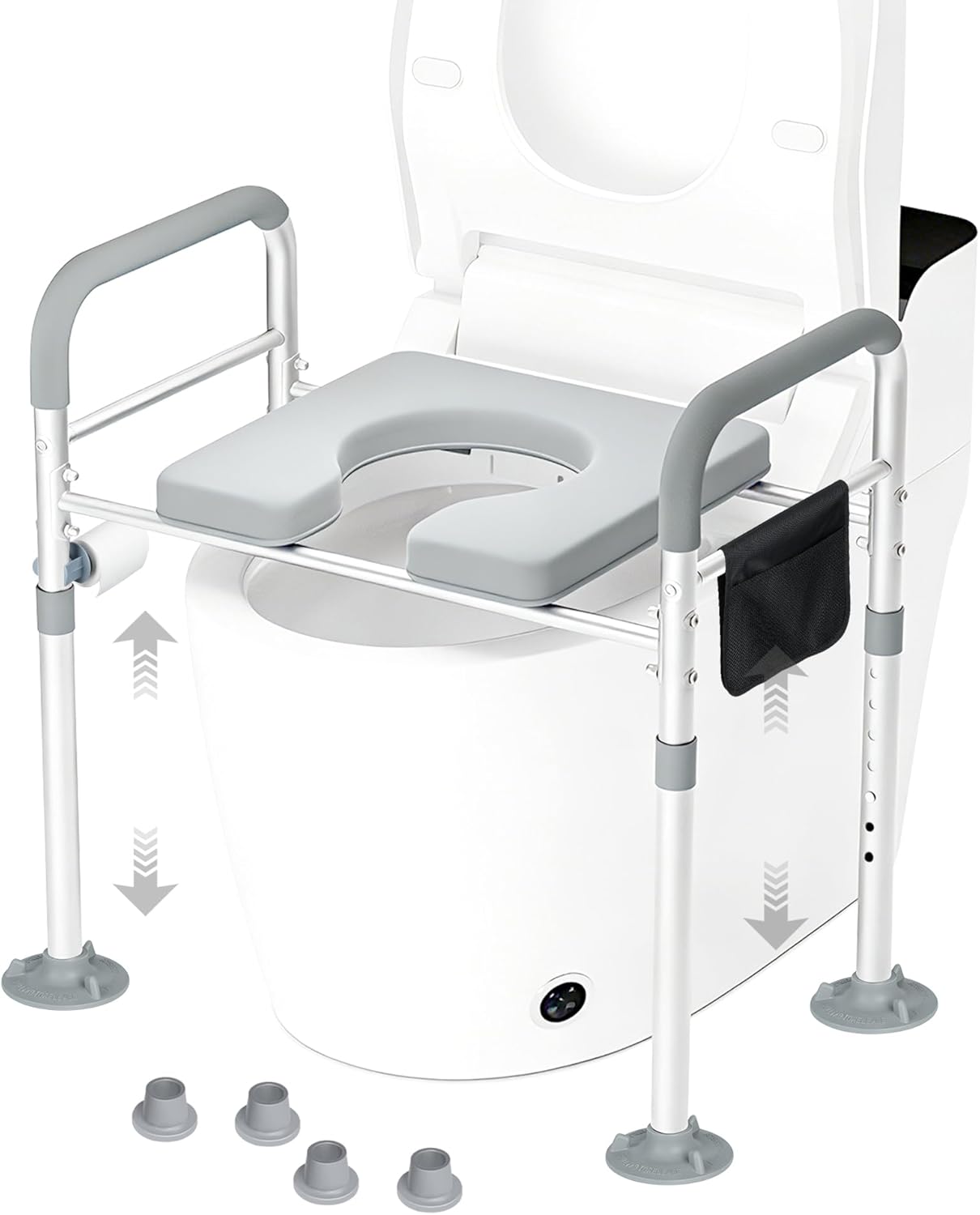 LAOYE Store Toilet Seat Raiser with Armrests 15 cm Toilet Seat Raised Toilet Seat for Seniors Raised Toilet Seat 7 Adjustable Height Toilet Raiser for Adults Standing Aid Toilet up to 150 kg