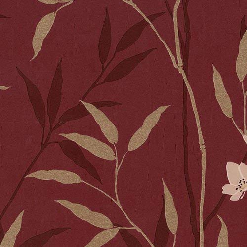 galerie-24 Md29407 - Silk Impressions Floral Gold, Red Gallery Wallpaper