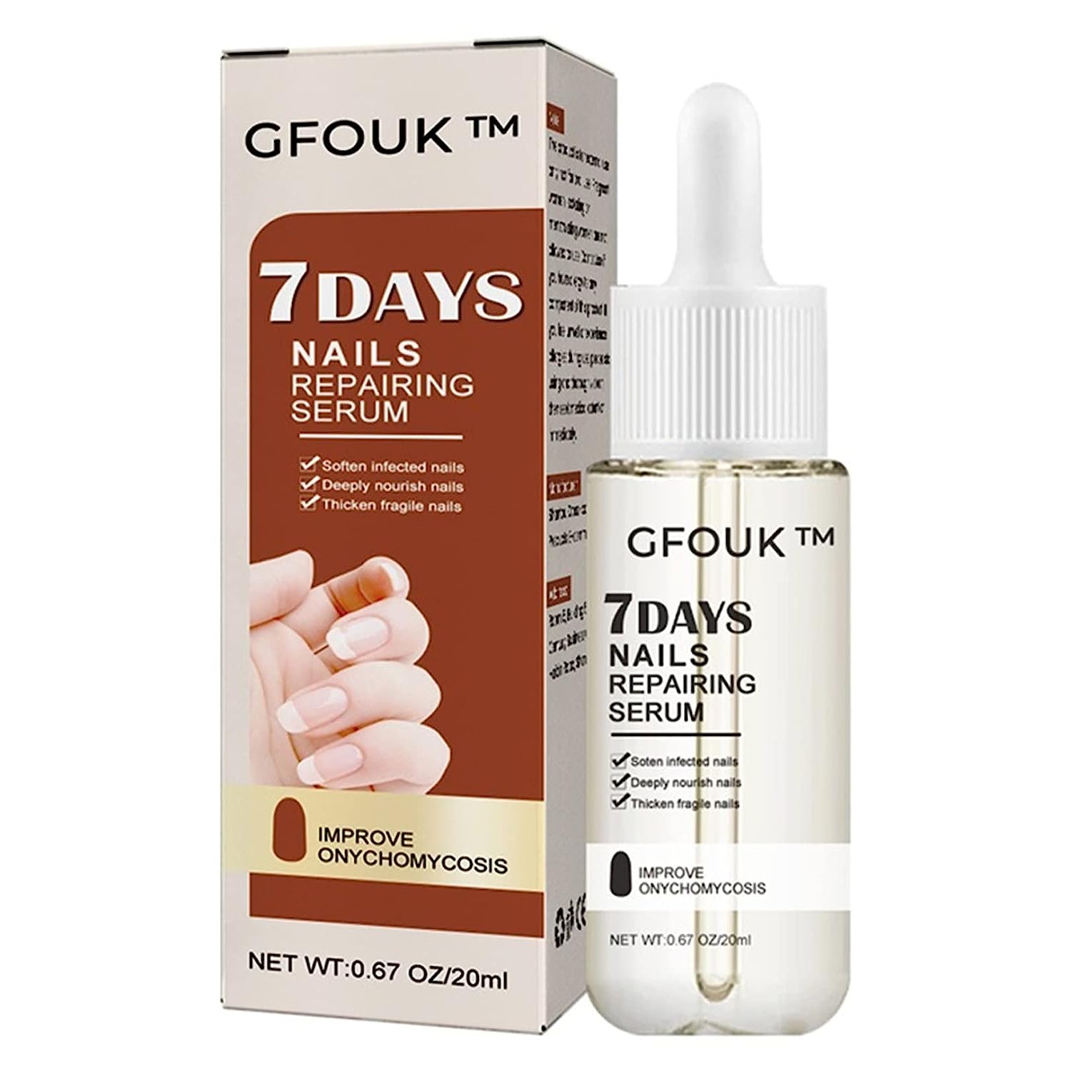 Livegri GFOUK 7 Day Nail Growth and Strengthening Serum, GFOUK 7 Days Nail Growth and Strengtening Serum, Toenail Nail for Repairing Damaged and Discolored Nails - 20 ml (Pack of 1)