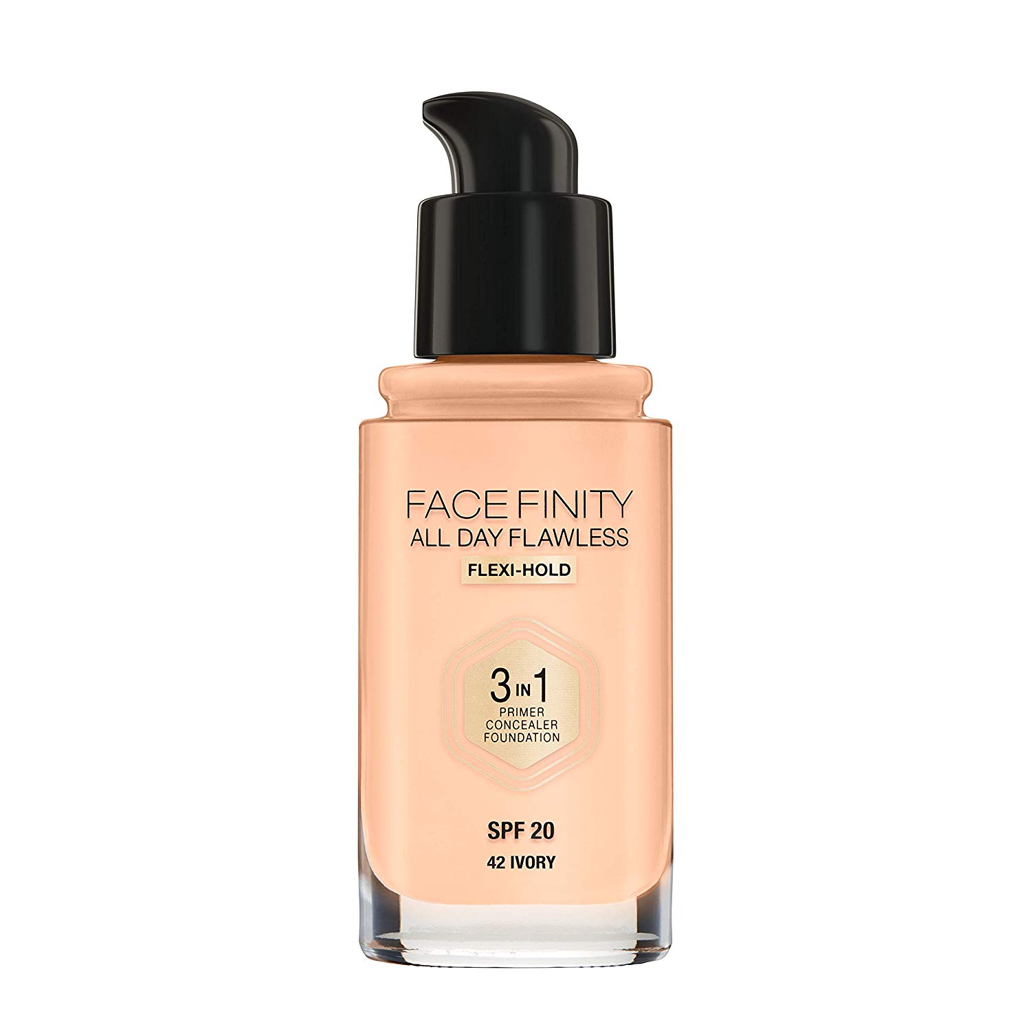Max Factor Facefinity All Day Flawless-3 in-1 Foundation - Primer, Concealer & Foundation in One - For A Perfect Matte Finish - 30 ml, ivory ‎42