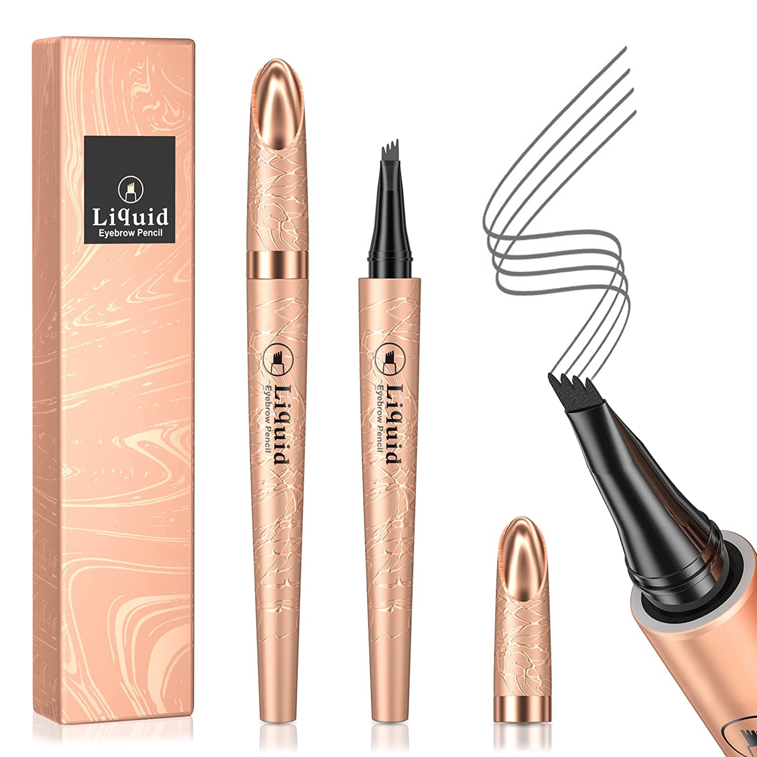 Housn Eyebrow Pencil, Eyebrow Pencil with fork Tip, Smudge-Proof, Waterproof Liquid Eyebrow Pencil, Quick Drying and Durable, Build a Highly Natural Make-up (03# Gray)