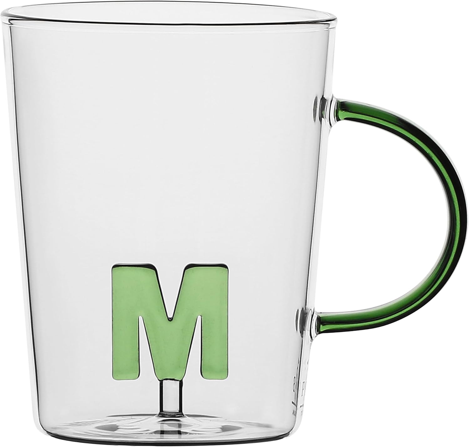 LA PORCELLANA BIANCA - Mug Letter \'M\' Made of Borosilicate Glass, Capacity 400 cc, Allalettera Collection