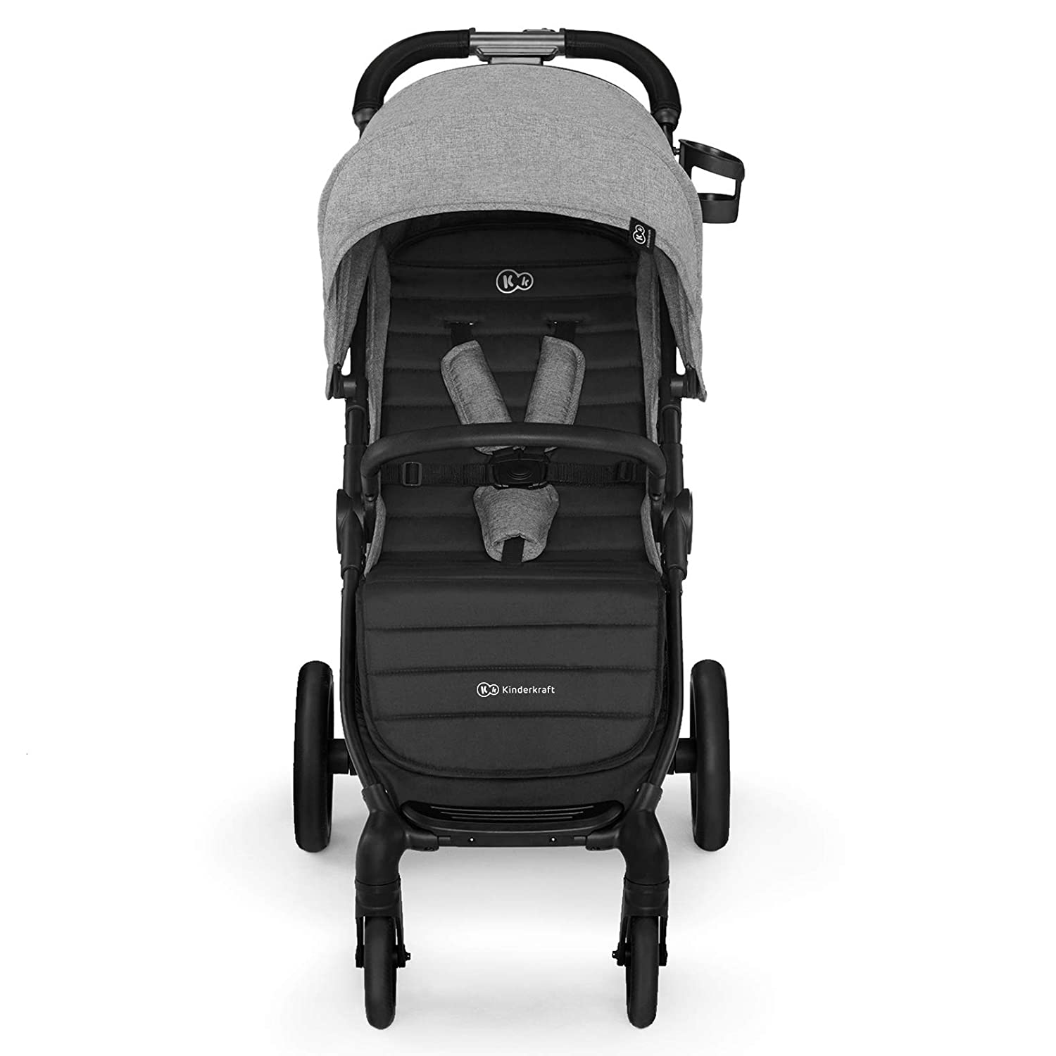 kk Kinderkraft Kinderkraft Grande City Pushchair, Lounger Buggy, Sports Pushchair, Large and Comfortable Buggy, Folding with Sleep Function, Spacious Seat, Accessories, for Children from 0 to 3 Years, Grey